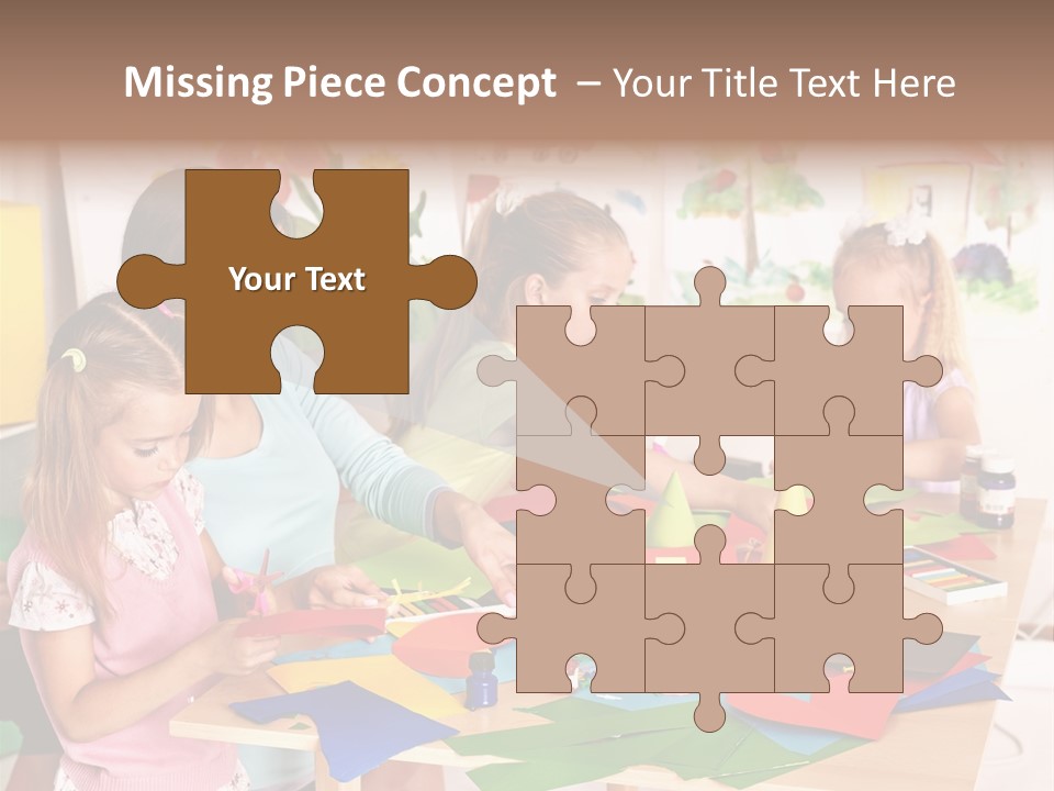 A Group Of Children Sitting Around A Table PowerPoint Template