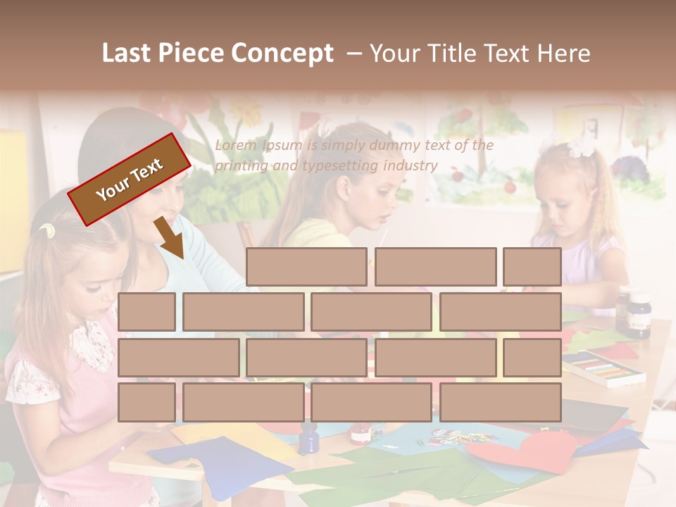 A Group Of Children Sitting Around A Table PowerPoint Template