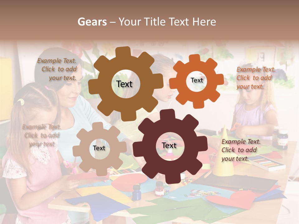 A Group Of Children Sitting Around A Table PowerPoint Template