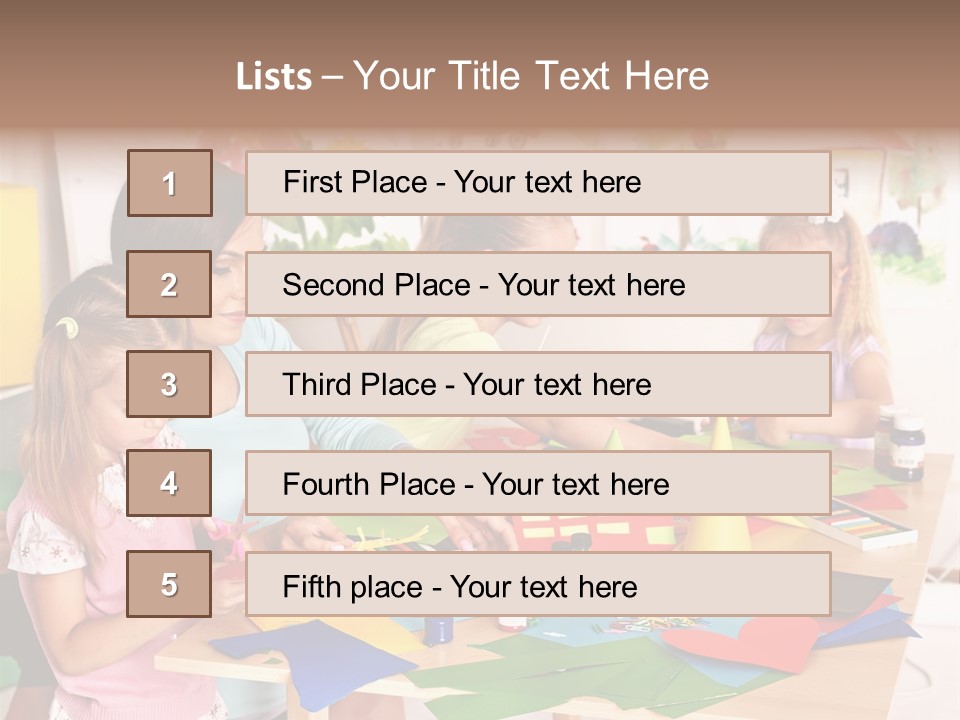 A Group Of Children Sitting Around A Table PowerPoint Template