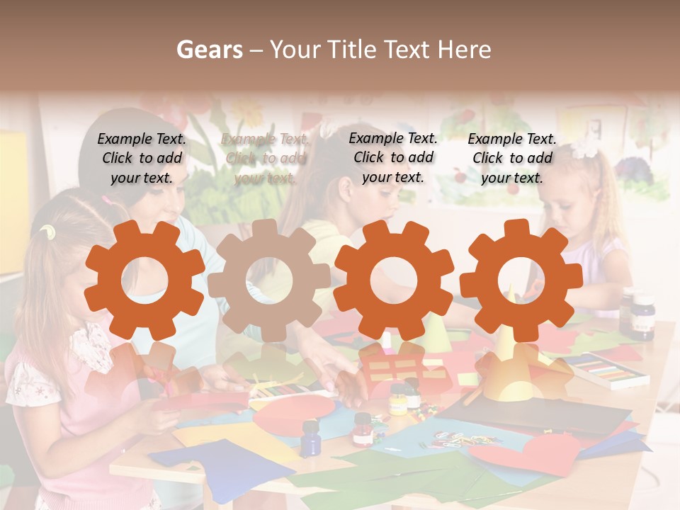 A Group Of Children Sitting Around A Table PowerPoint Template