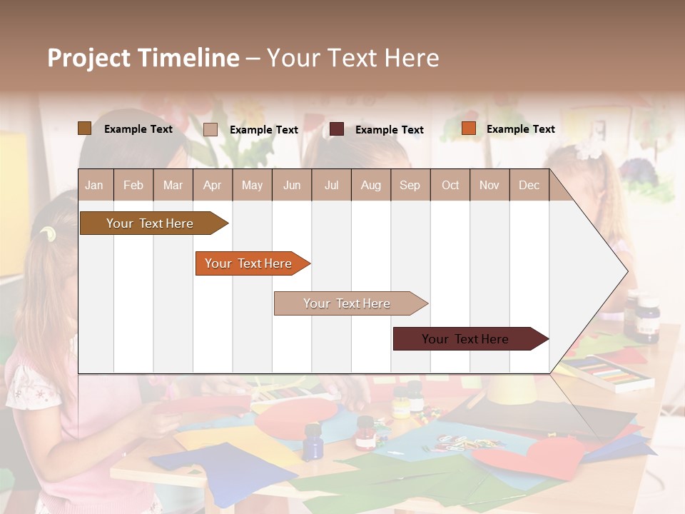 A Group Of Children Sitting Around A Table PowerPoint Template