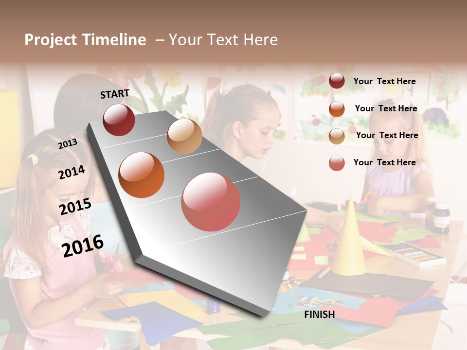 A Group Of Children Sitting Around A Table PowerPoint Template