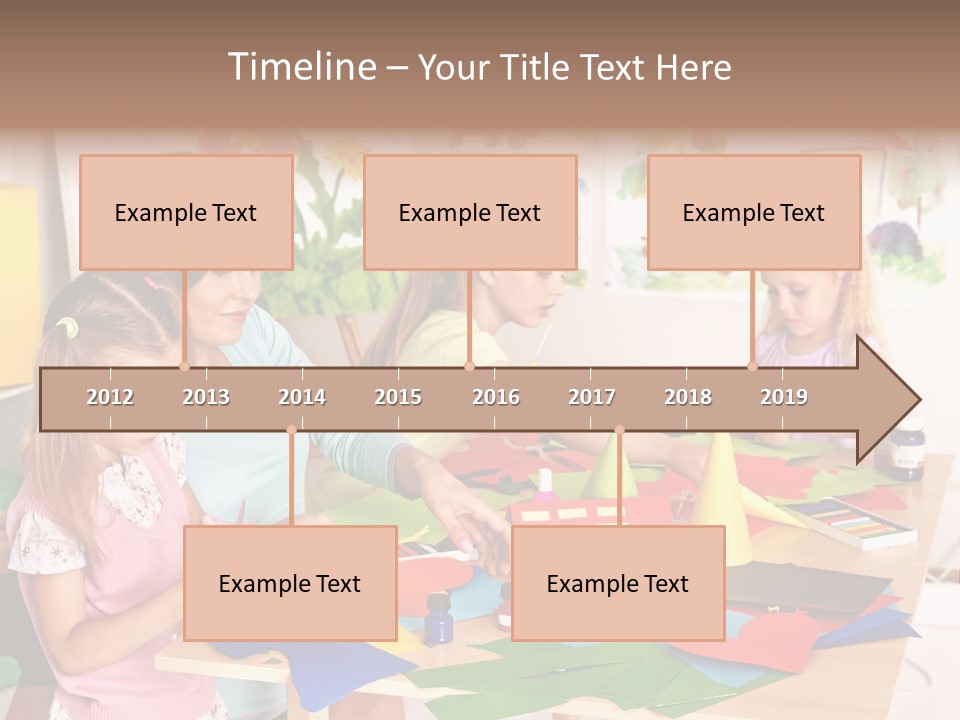 A Group Of Children Sitting Around A Table PowerPoint Template