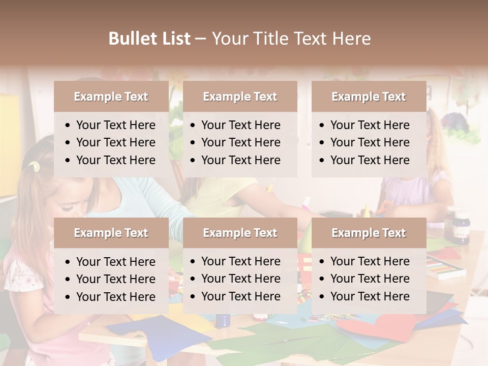 A Group Of Children Sitting Around A Table PowerPoint Template