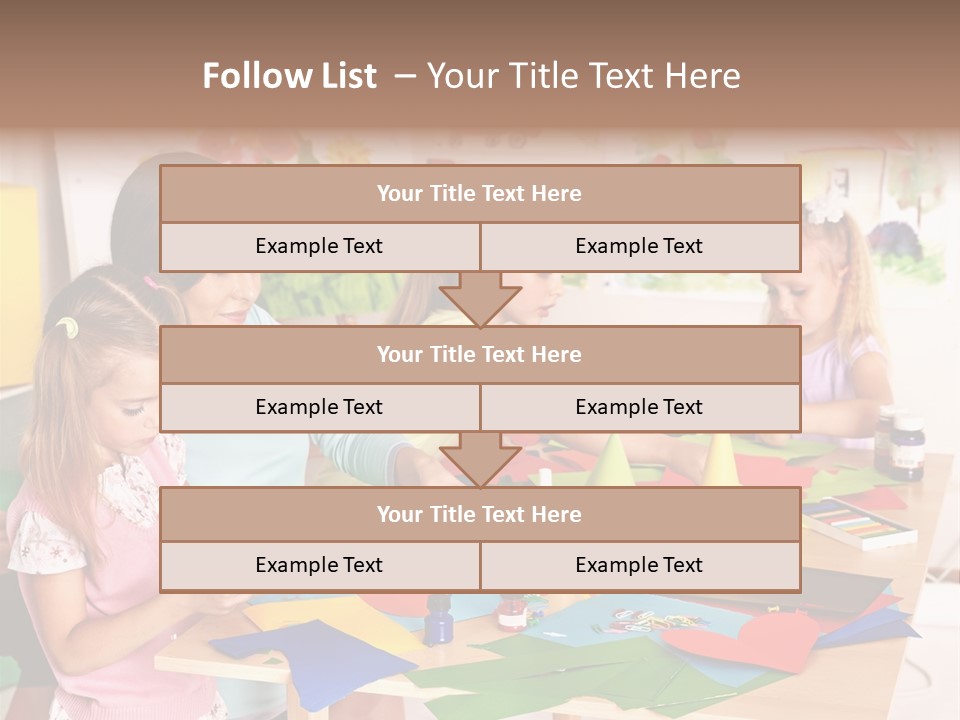 A Group Of Children Sitting Around A Table PowerPoint Template