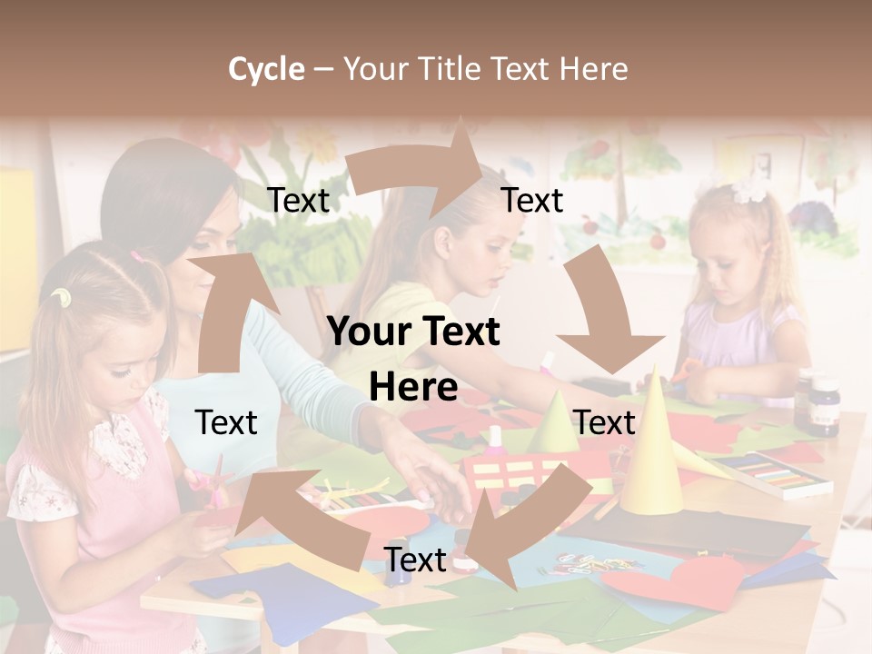A Group Of Children Sitting Around A Table PowerPoint Template
