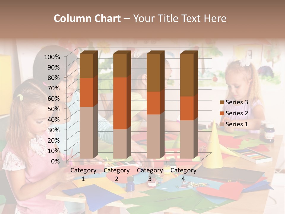 A Group Of Children Sitting Around A Table PowerPoint Template