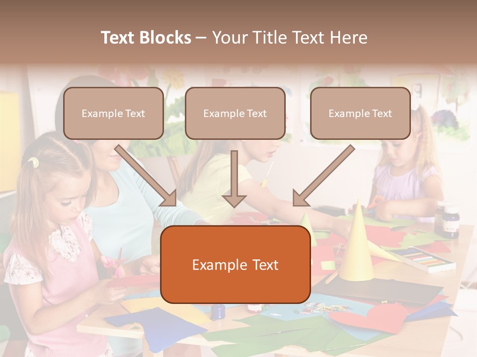 A Group Of Children Sitting Around A Table PowerPoint Template