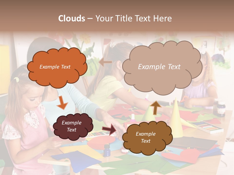 A Group Of Children Sitting Around A Table PowerPoint Template