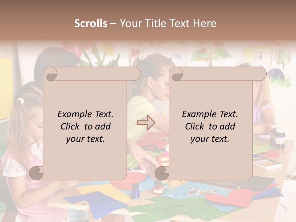 A Group Of Children Sitting Around A Table PowerPoint Template