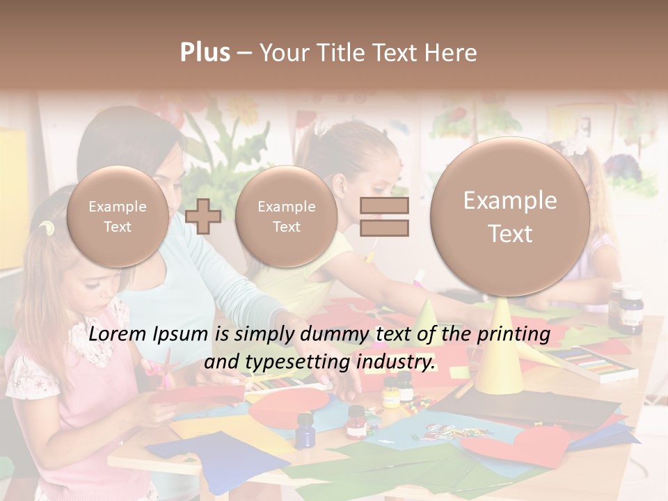 A Group Of Children Sitting Around A Table PowerPoint Template