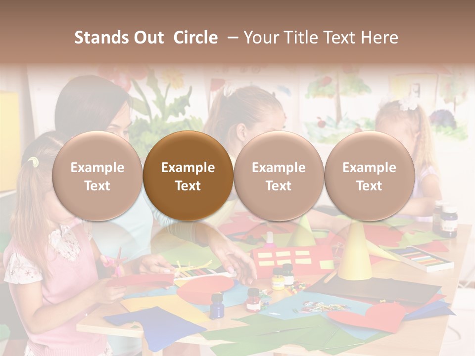 A Group Of Children Sitting Around A Table PowerPoint Template