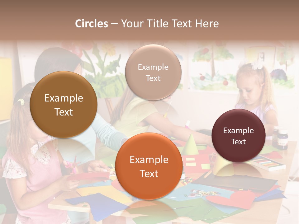 A Group Of Children Sitting Around A Table PowerPoint Template