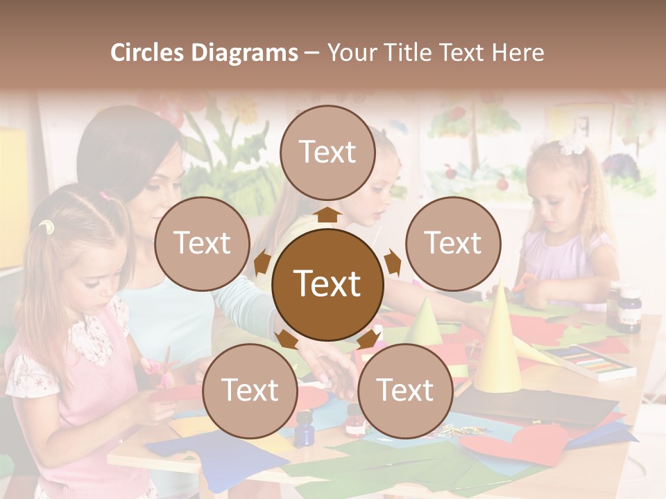 A Group Of Children Sitting Around A Table PowerPoint Template