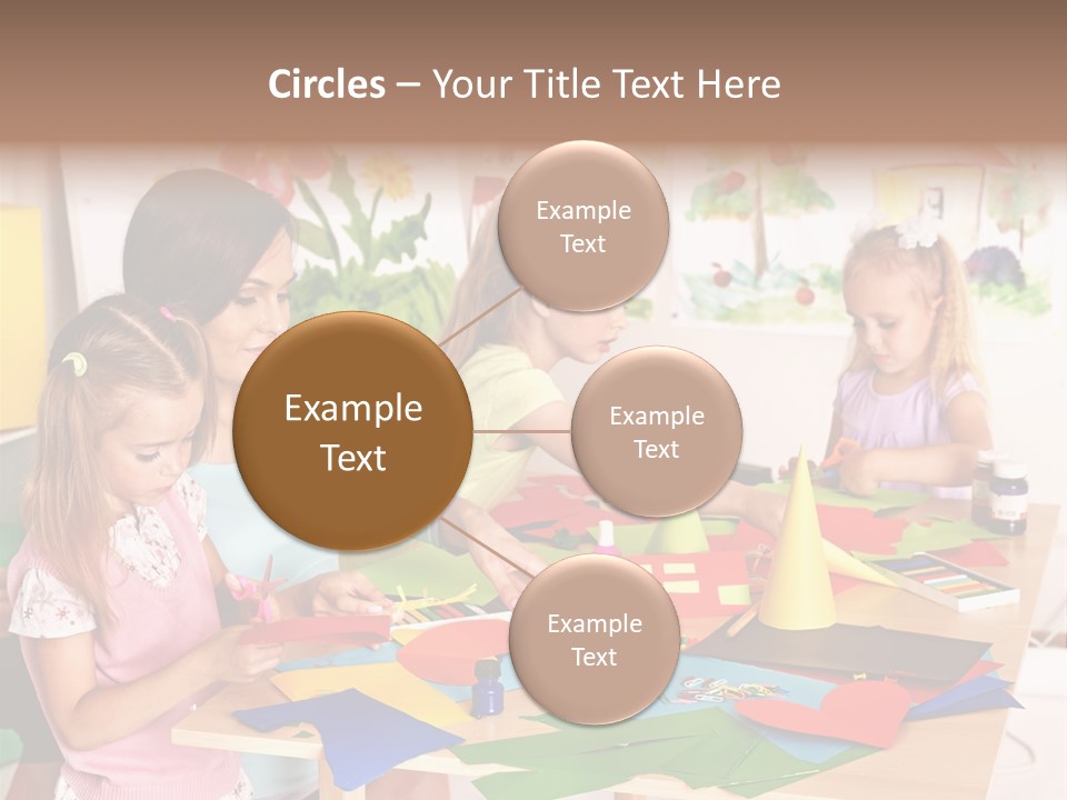 A Group Of Children Sitting Around A Table PowerPoint Template