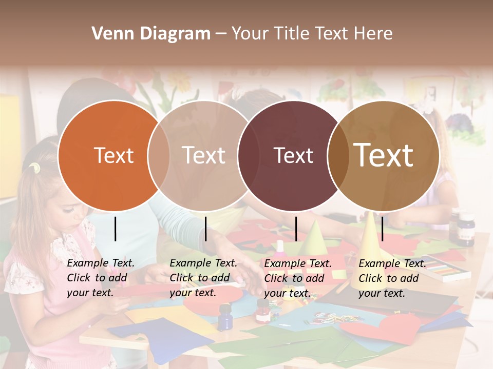 A Group Of Children Sitting Around A Table PowerPoint Template