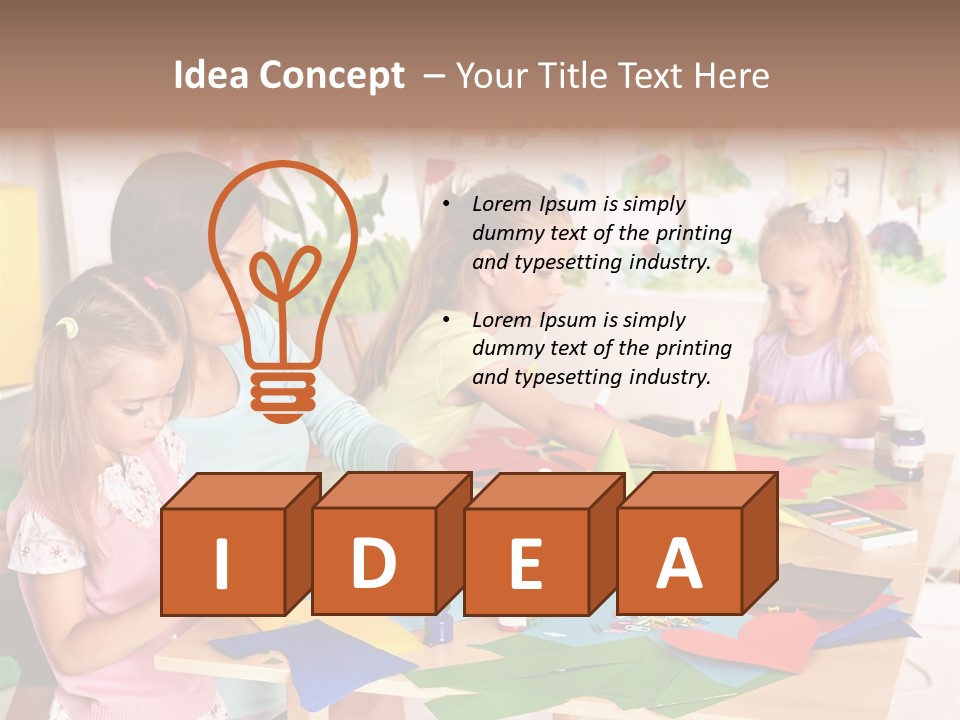 A Group Of Children Sitting Around A Table PowerPoint Template