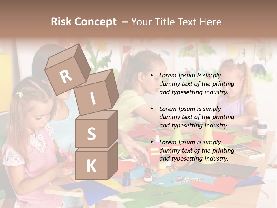 A Group Of Children Sitting Around A Table PowerPoint Template