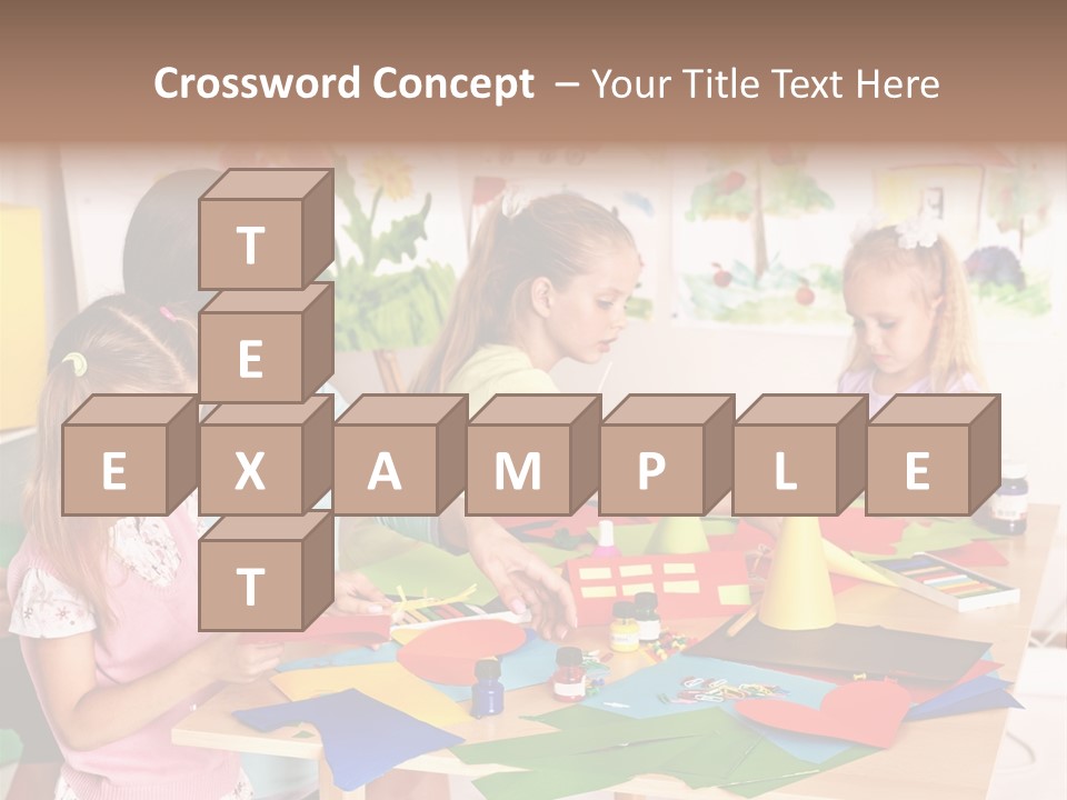 A Group Of Children Sitting Around A Table PowerPoint Template