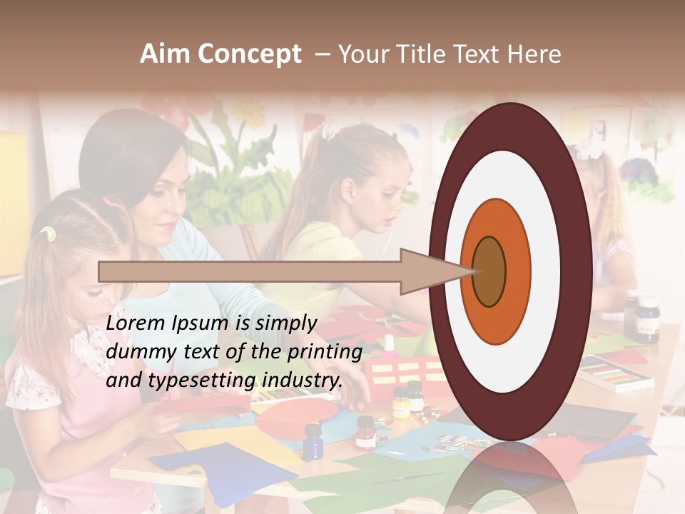 A Group Of Children Sitting Around A Table PowerPoint Template