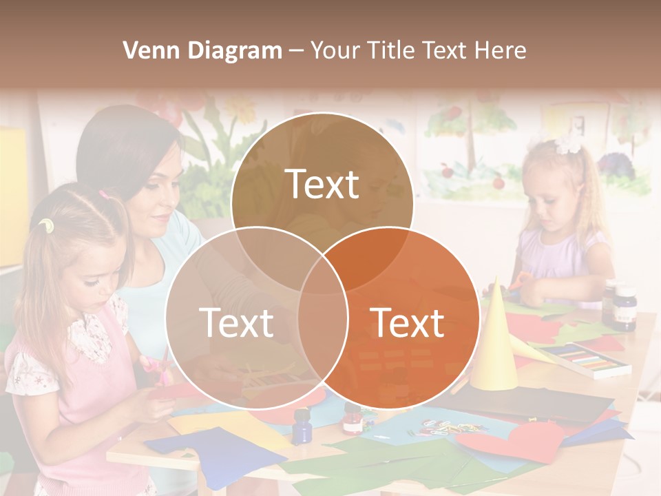 A Group Of Children Sitting Around A Table PowerPoint Template