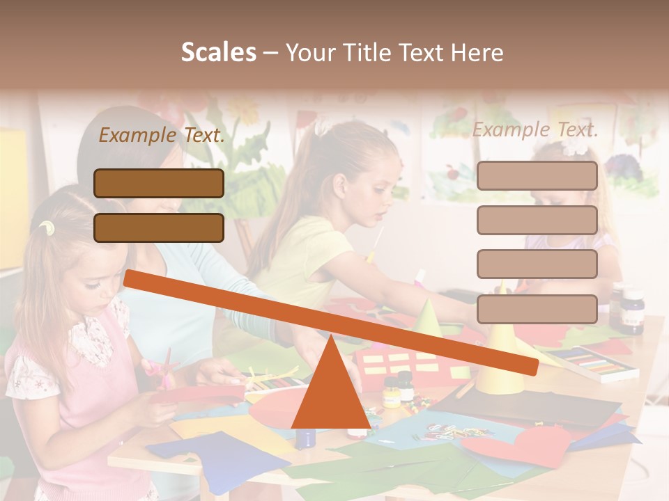 A Group Of Children Sitting Around A Table PowerPoint Template