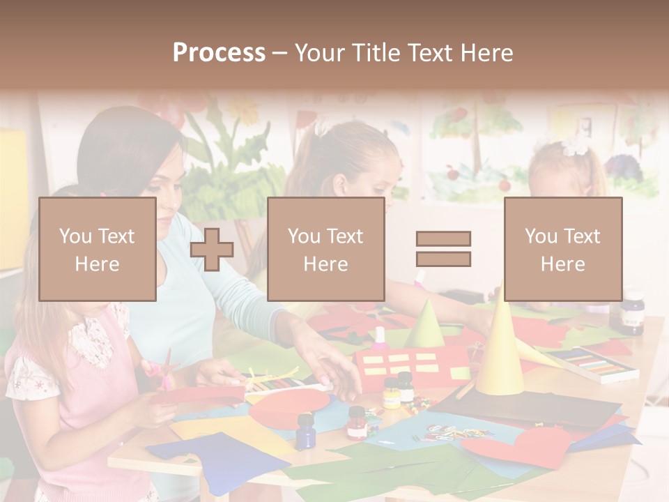 A Group Of Children Sitting Around A Table PowerPoint Template