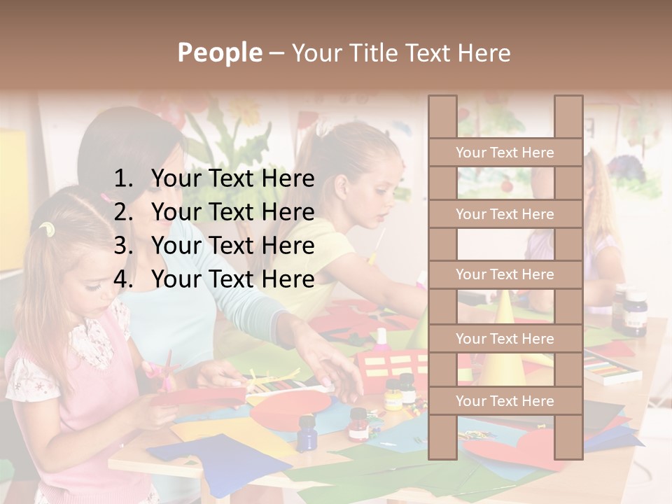 A Group Of Children Sitting Around A Table PowerPoint Template