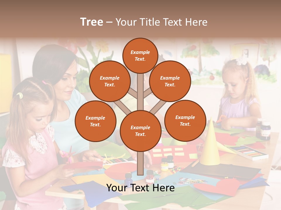 A Group Of Children Sitting Around A Table PowerPoint Template