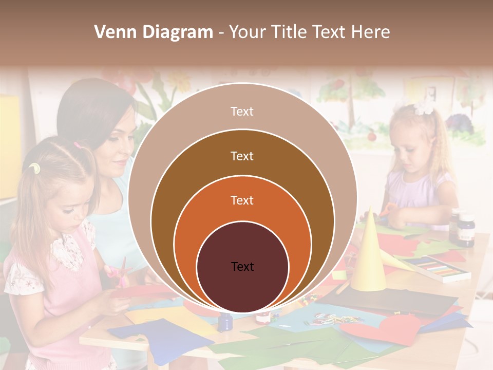 A Group Of Children Sitting Around A Table PowerPoint Template