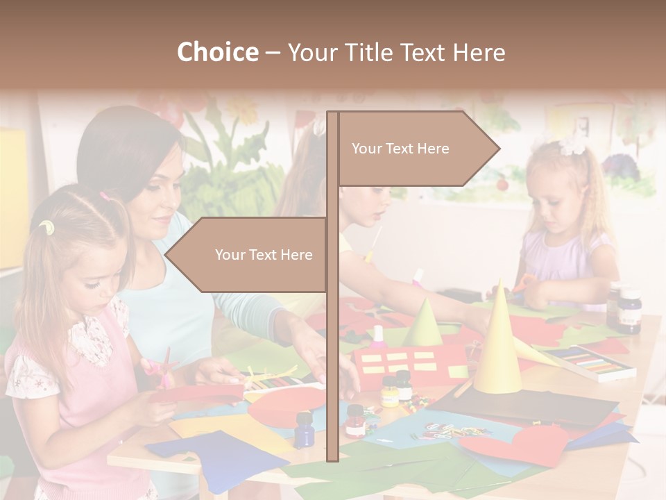 A Group Of Children Sitting Around A Table PowerPoint Template