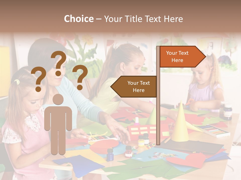 A Group Of Children Sitting Around A Table PowerPoint Template