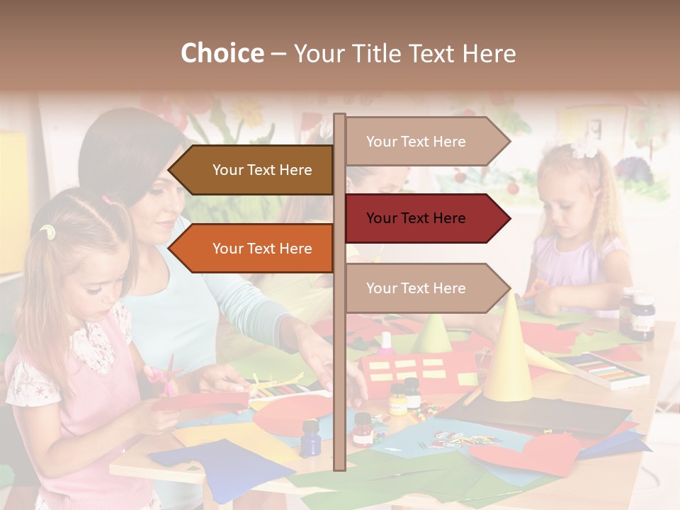 A Group Of Children Sitting Around A Table PowerPoint Template