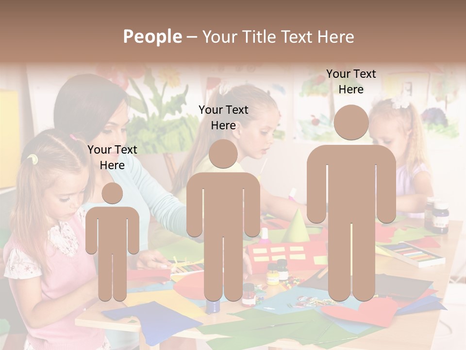 A Group Of Children Sitting Around A Table PowerPoint Template