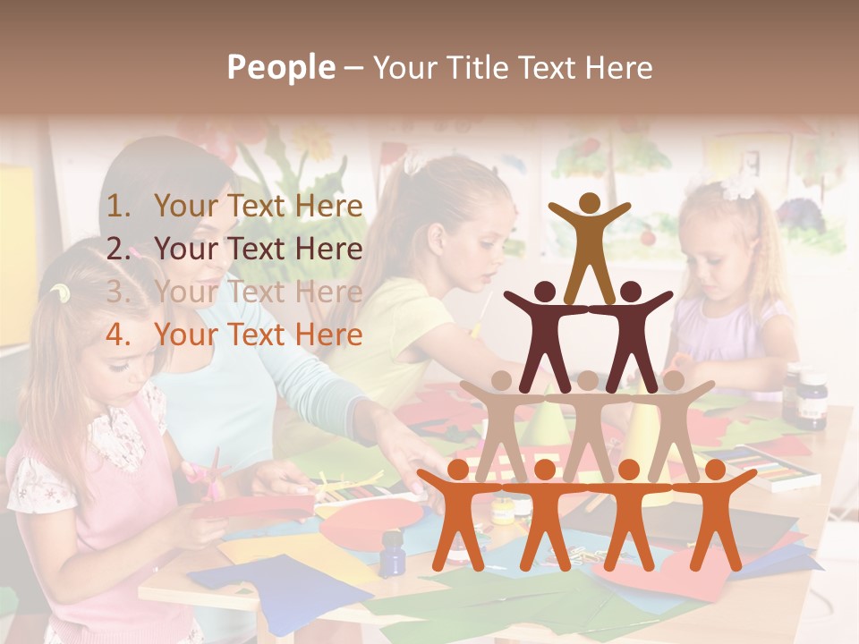 A Group Of Children Sitting Around A Table PowerPoint Template