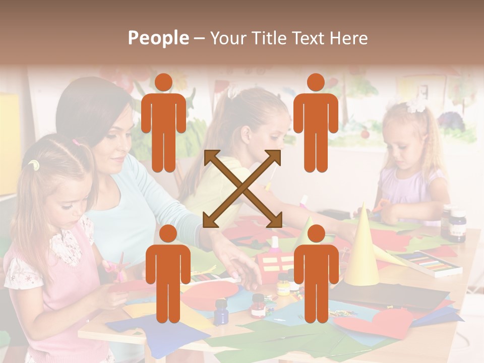 A Group Of Children Sitting Around A Table PowerPoint Template