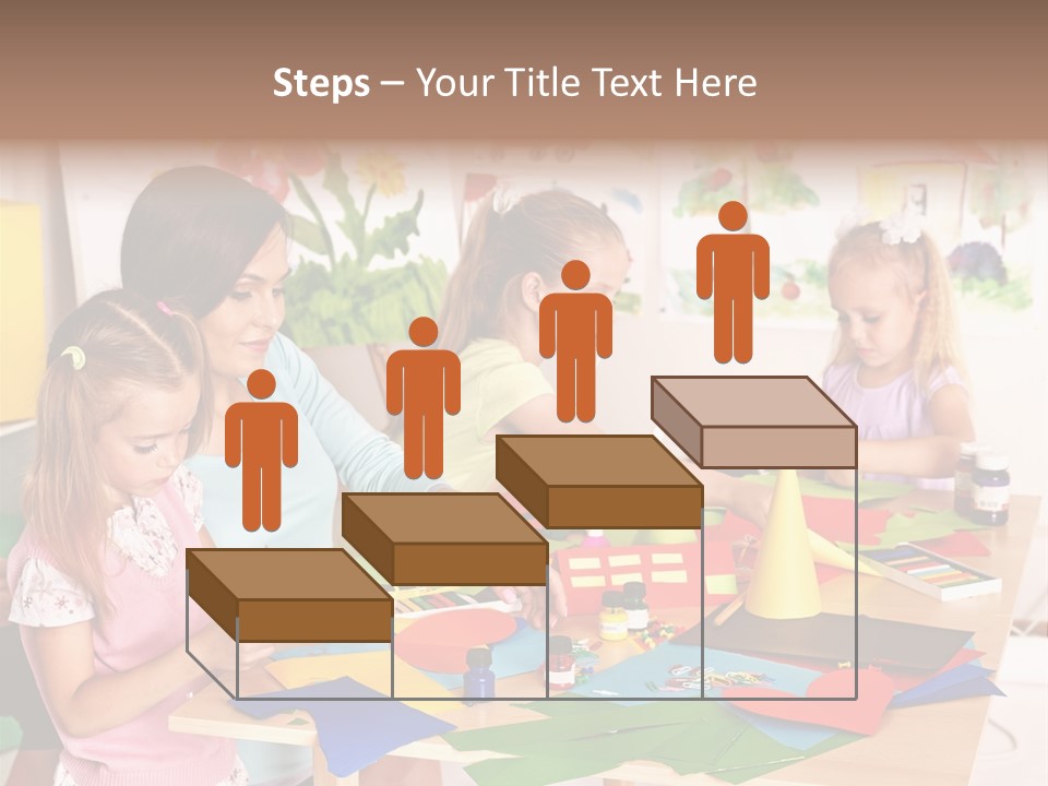 A Group Of Children Sitting Around A Table PowerPoint Template