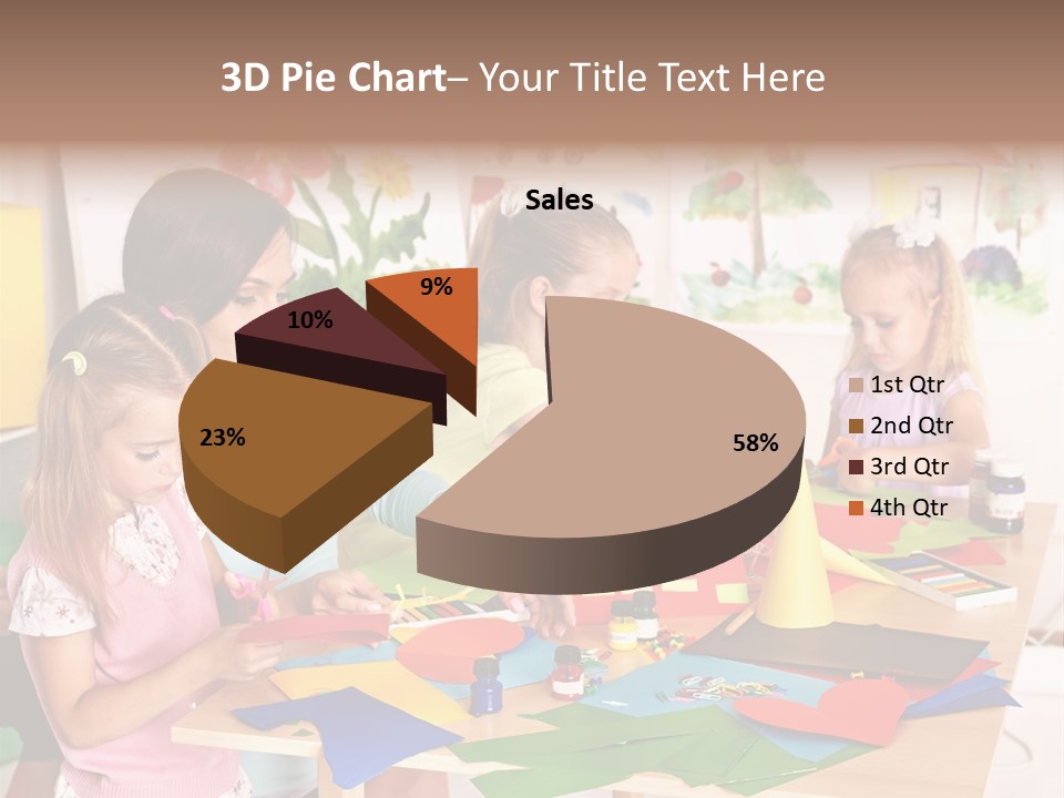 A Group Of Children Sitting Around A Table PowerPoint Template