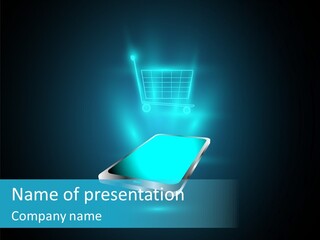 A Shopping Cart On Top Of A Cell Phone PowerPoint Template