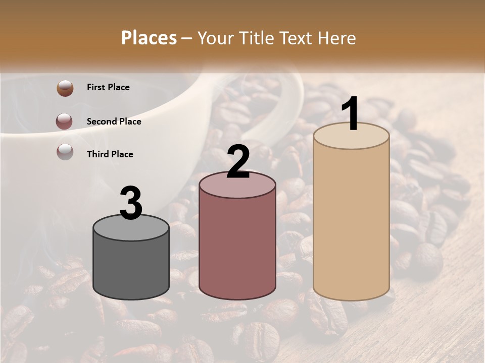 A Cup Of Coffee Sitting On Top Of A Pile Of Coffee Beans PowerPoint Template