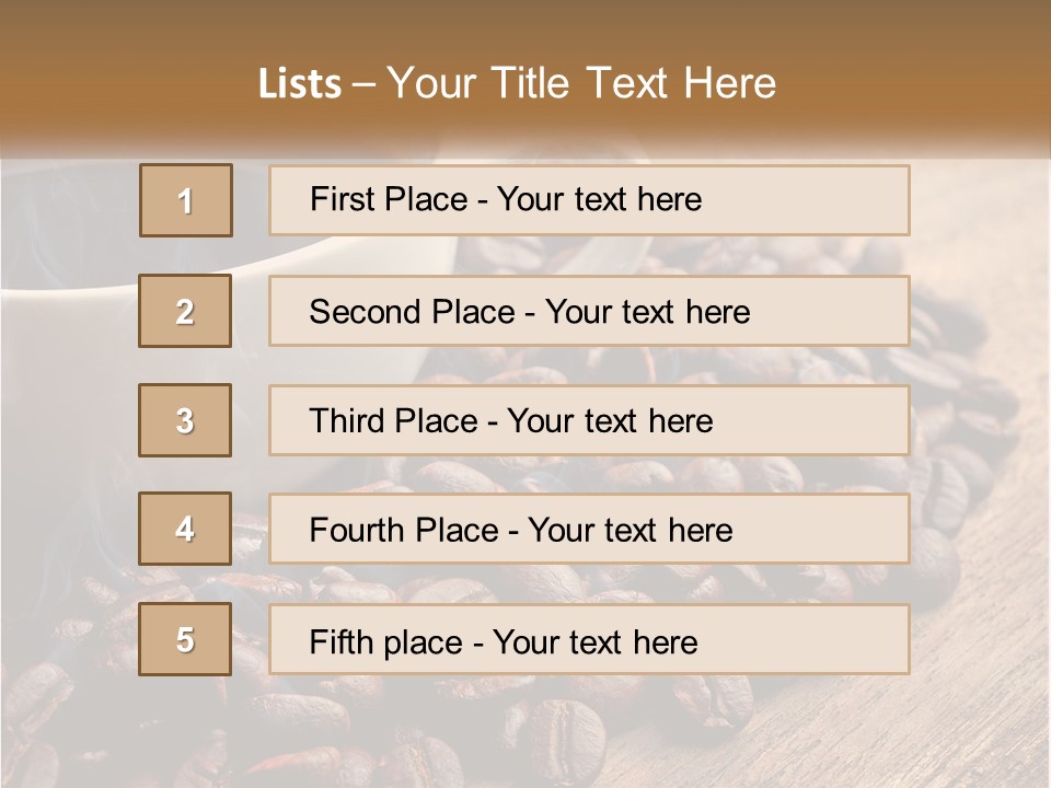 A Cup Of Coffee Sitting On Top Of A Pile Of Coffee Beans PowerPoint Template
