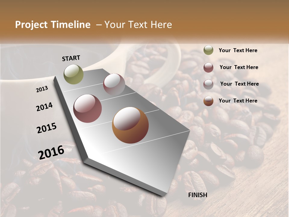 A Cup Of Coffee Sitting On Top Of A Pile Of Coffee Beans PowerPoint Template