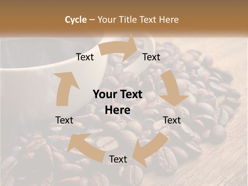 A Cup Of Coffee Sitting On Top Of A Pile Of Coffee Beans PowerPoint Template