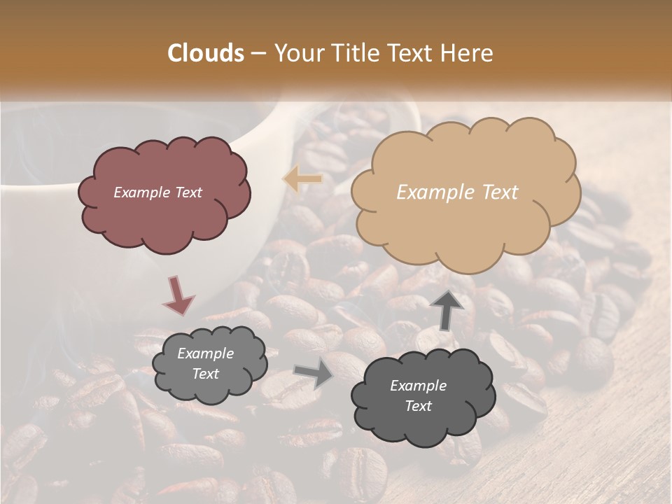 A Cup Of Coffee Sitting On Top Of A Pile Of Coffee Beans PowerPoint Template