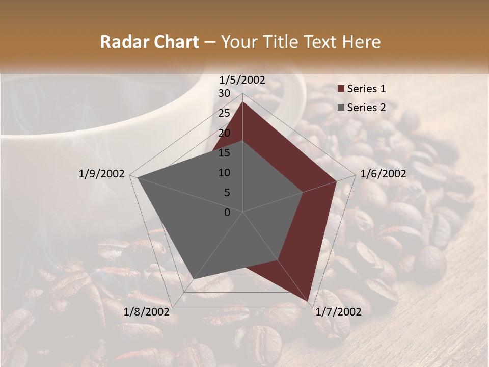 A Cup Of Coffee Sitting On Top Of A Pile Of Coffee Beans PowerPoint Template