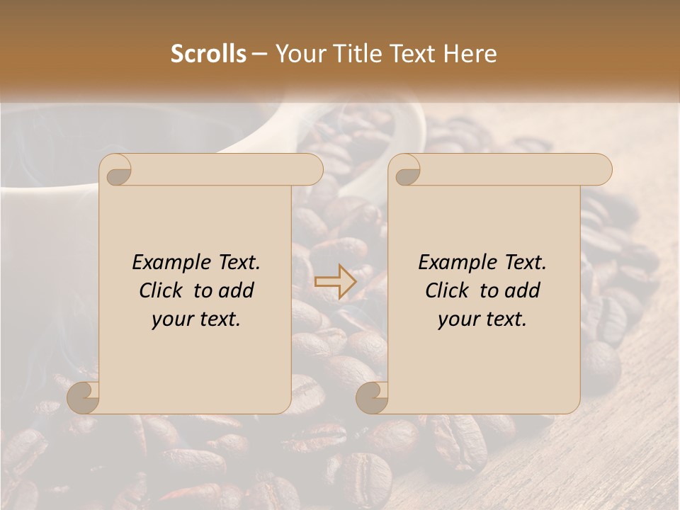 A Cup Of Coffee Sitting On Top Of A Pile Of Coffee Beans PowerPoint Template