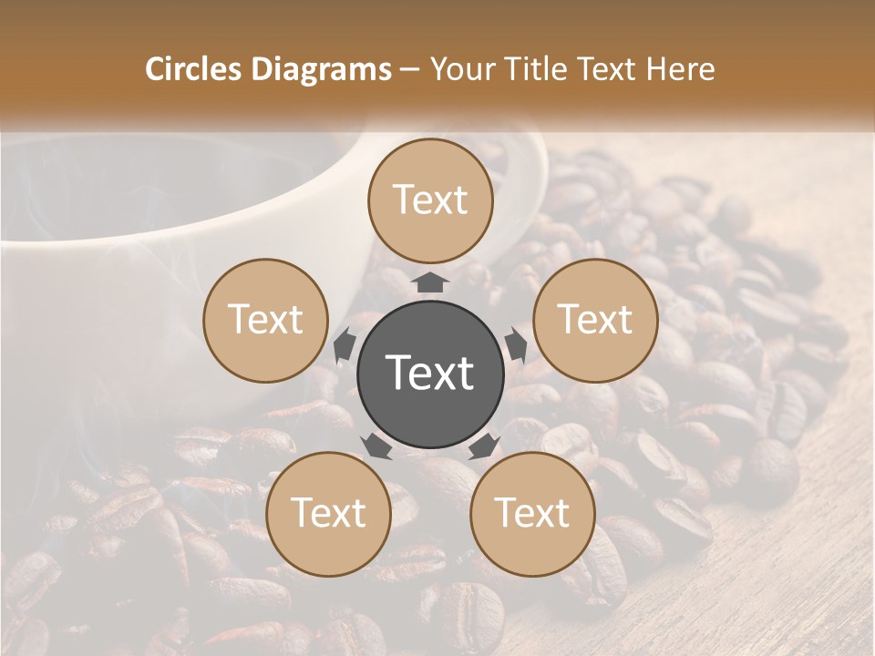 A Cup Of Coffee Sitting On Top Of A Pile Of Coffee Beans PowerPoint Template