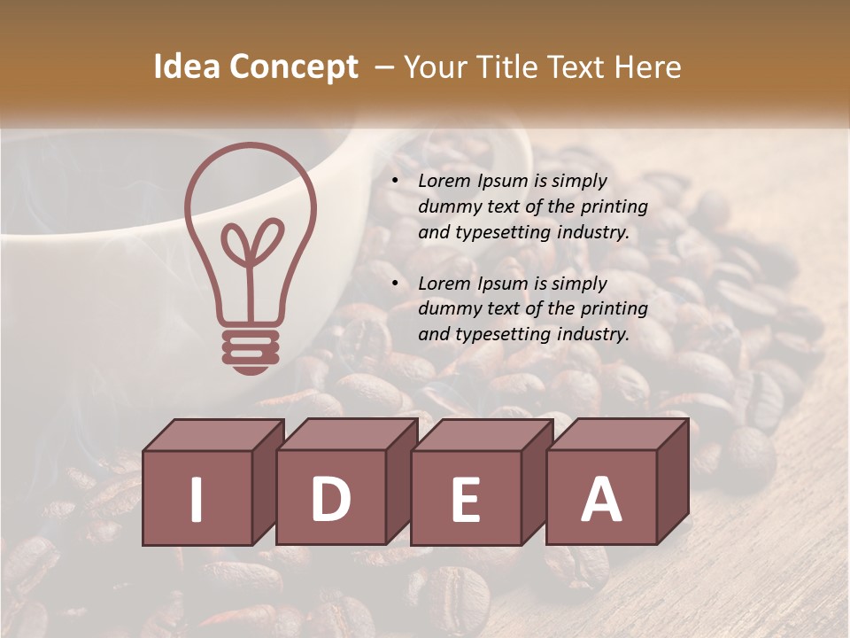 A Cup Of Coffee Sitting On Top Of A Pile Of Coffee Beans PowerPoint Template
