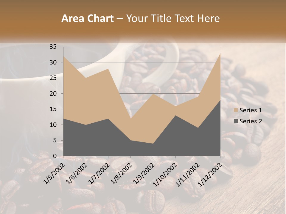 A Cup Of Coffee Sitting On Top Of A Pile Of Coffee Beans PowerPoint Template